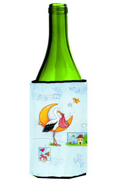 Expecting Stork bringing Baby Wine Bottle Hugger Gift Sleeve for Standard 750 ml Bottles, Insulated Reusable Also Fits Mini Shot & Pint Bottles