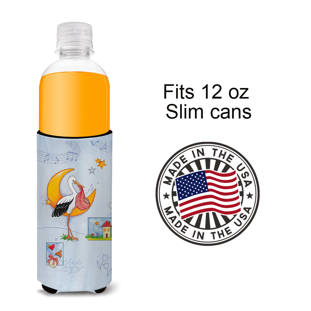 Expecting Stork bringing Baby Slim Can Hugger , Insulated Foam Hugger for 12 oz Slim Cans, Beer Bottles & Water Bottles, Printed in USA