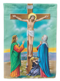 Jesus on the Cross Crucifixion House Flag 28x40 Porch Sleeve Pole Decorative Outside Yard Banner Artwork Wall Hanging, Polyester