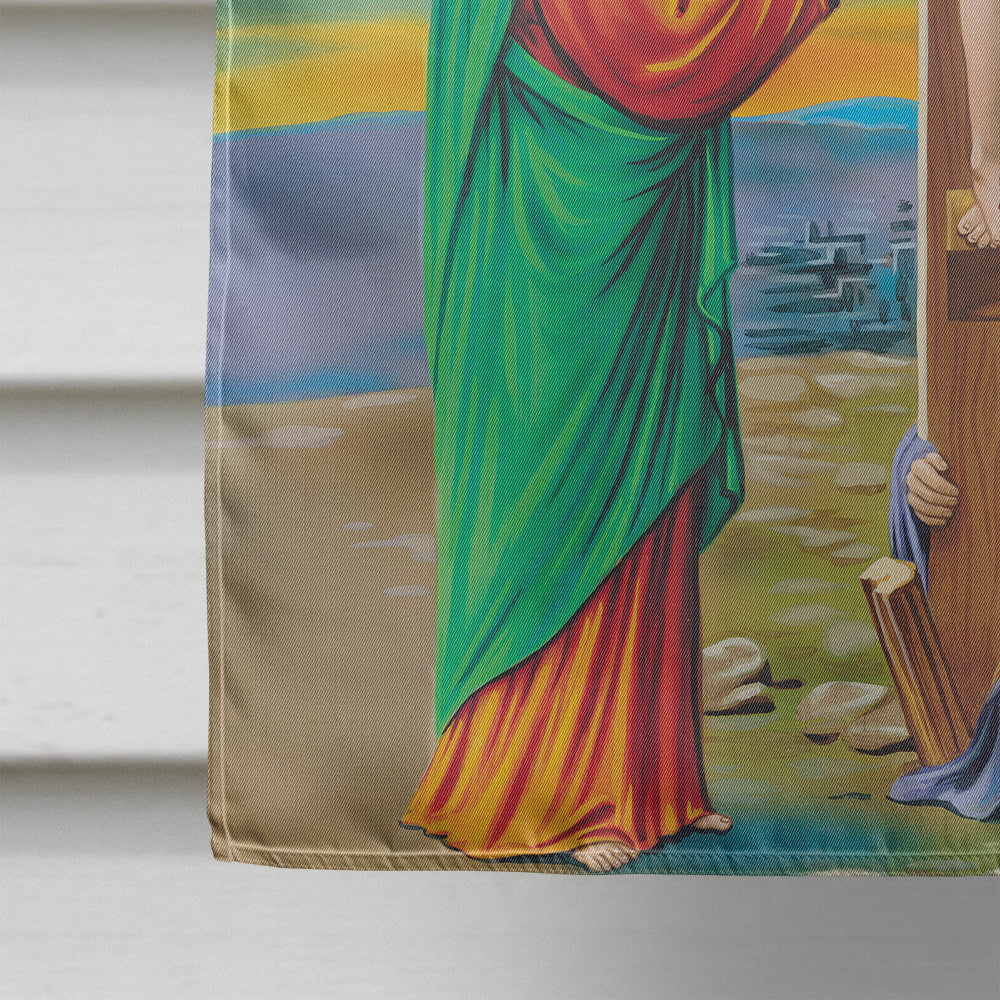 Jesus on the Cross Crucifixion House Flag 28x40 Porch Sleeve Pole Decorative Outside Yard Banner Artwork Wall Hanging, Polyester