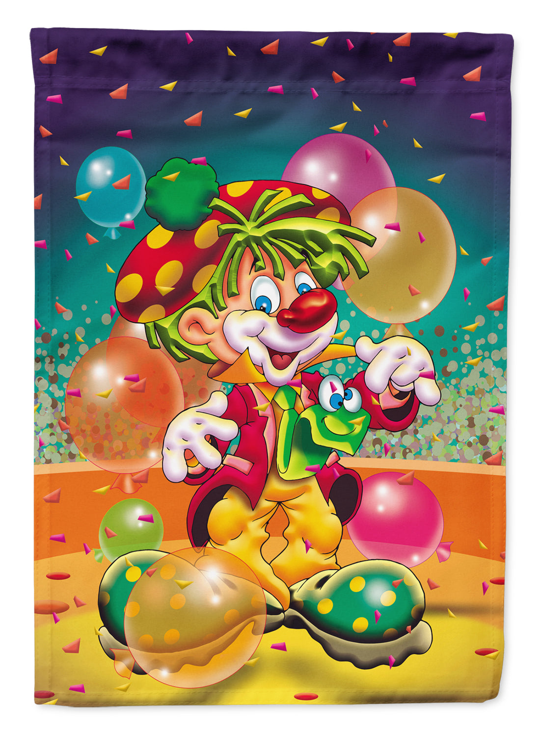Happy Birthday Clown House Flag 28x40 Porch Sleeve Pole Decorative Outside Yard Banner Artwork Wall Hanging, Polyester