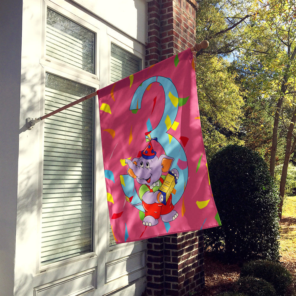 Happy 3rd Birthday Age 3  House Flag 28x40 Porch Sleeve Pole Decorative Outside Yard Banner Artwork Wall Hanging, Polyester