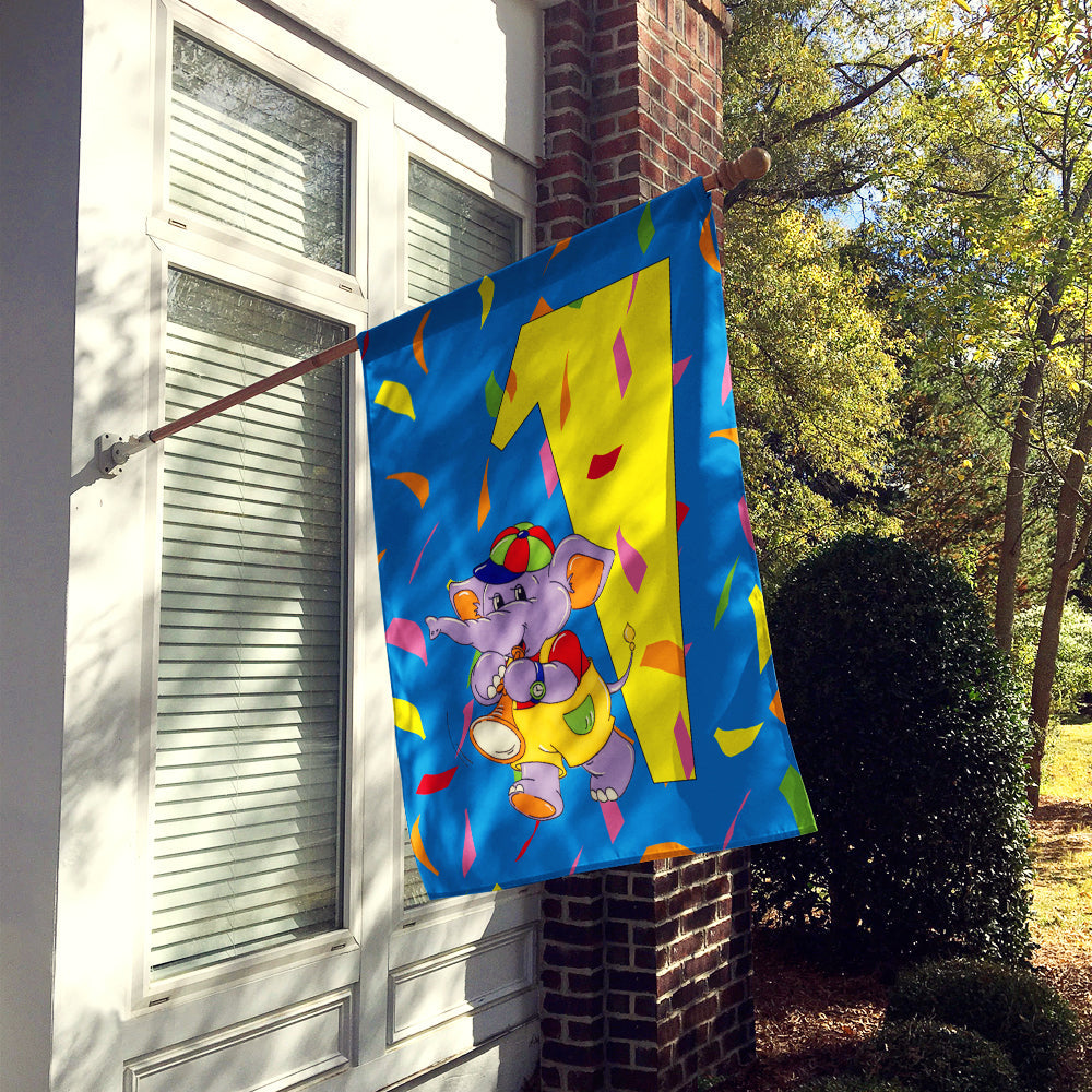 Happy 1st Birthday Age 1 House Flag 28x40 Porch Sleeve Pole Decorative Outside Yard Banner Artwork Wall Hanging, Polyester