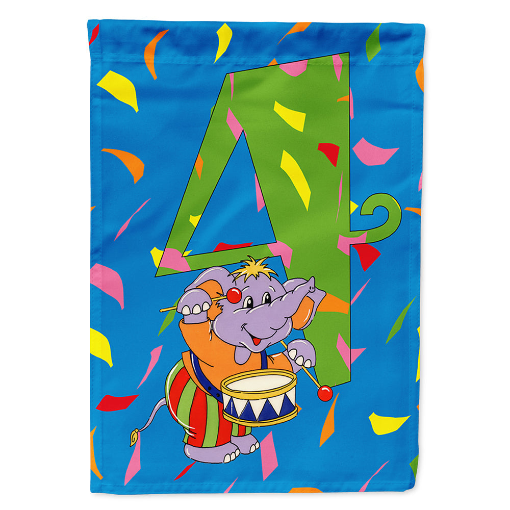 Happy 4th Birthday Age 4 House Flag 28x40 Porch Sleeve Pole Decorative Outside Yard Banner Artwork Wall Hanging, Polyester