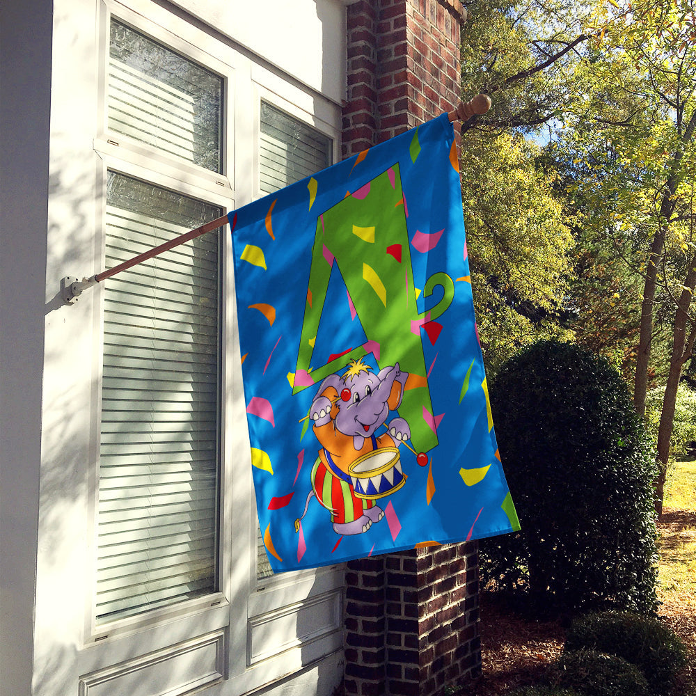 Happy 4th Birthday Age 4 House Flag 28x40 Porch Sleeve Pole Decorative Outside Yard Banner Artwork Wall Hanging, Polyester