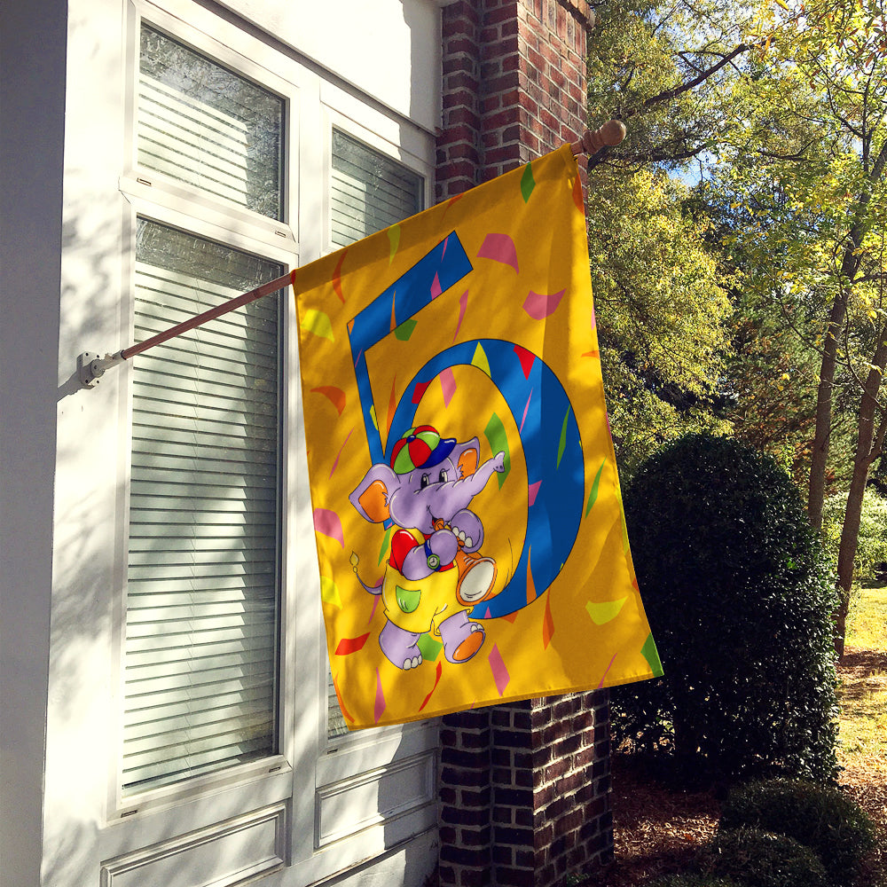 Happy 5th Birthday Age 5 House Flag 28x40 Porch Sleeve Pole Decorative Outside Yard Banner Artwork Wall Hanging, Polyester
