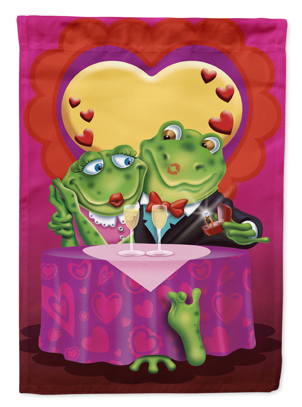 Frog Valentine's Day Date House Flag 28x40 Porch Sleeve Pole Decorative Outside Yard Banner Artwork Wall Hanging, Polyester