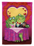 Frog Valentine's Day Date House Flag 28x40 Porch Sleeve Pole Decorative Outside Yard Banner Artwork Wall Hanging, Polyester