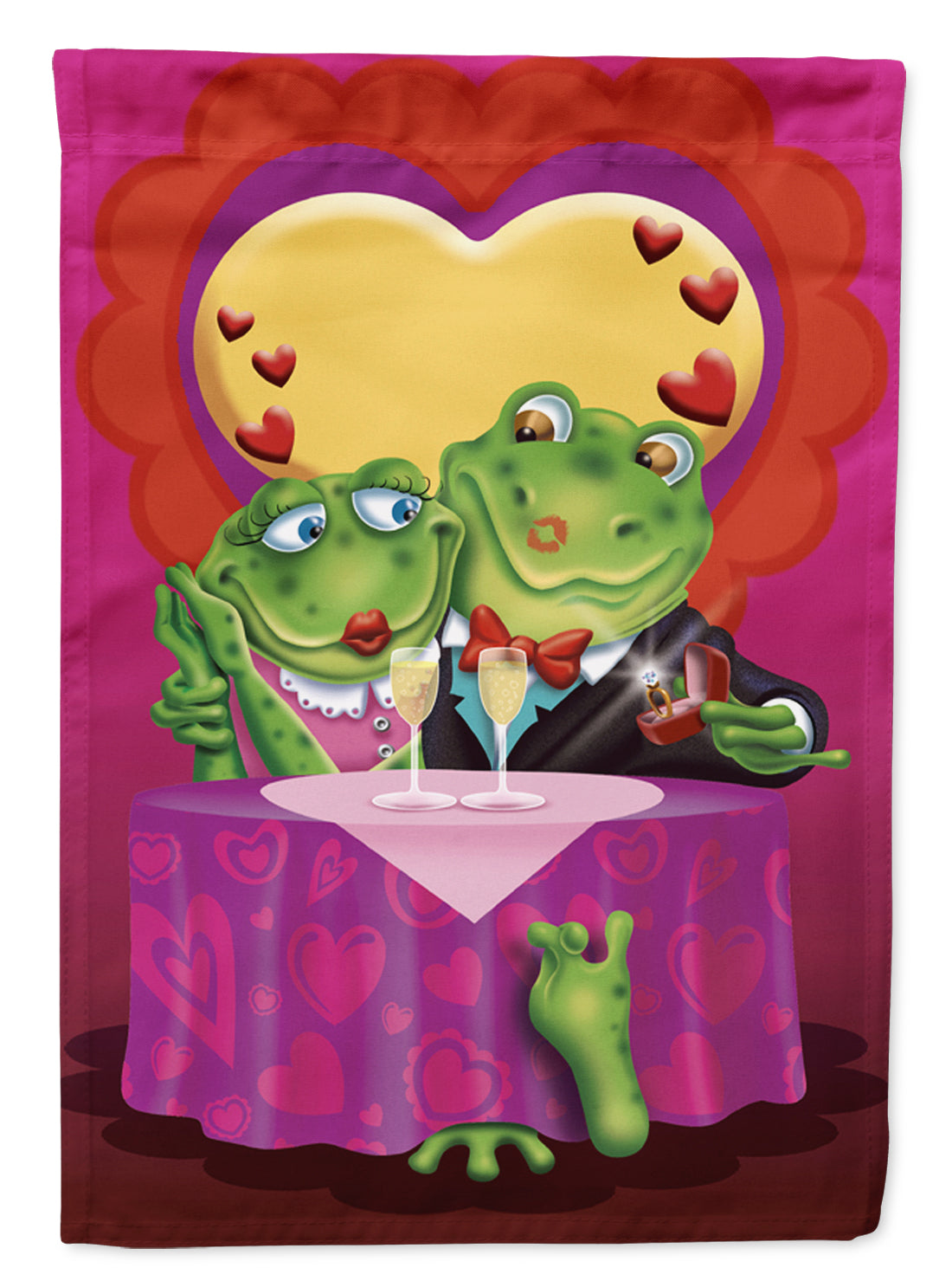 Frog Valentine's Day Date House Flag 28x40 Porch Sleeve Pole Decorative Outside Yard Banner Artwork Wall Hanging, Polyester