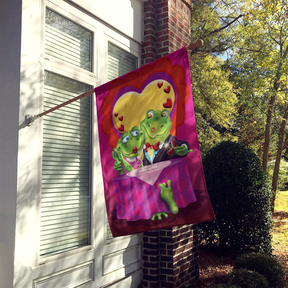 Frog Valentine's Day Date House Flag 28x40 Porch Sleeve Pole Decorative Outside Yard Banner Artwork Wall Hanging, Polyester