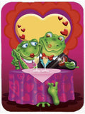 Frog Valentine's Day Date Cutting Board Tempered Glass Kitchen Cutting Surface, Heat Resistant Chopping, Non-Slip Feet, Food Prep & Serving