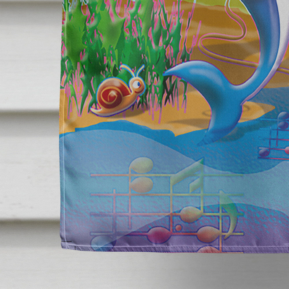 Dolphin's Playing Music House Flag 28x40 Porch Sleeve Pole Decorative Outside Yard Banner Artwork Wall Hanging, Polyester