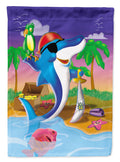 Dolphin Pirate House Flag 28x40 Porch Sleeve Pole Decorative Outside Yard Banner Artwork Wall Hanging, Polyester