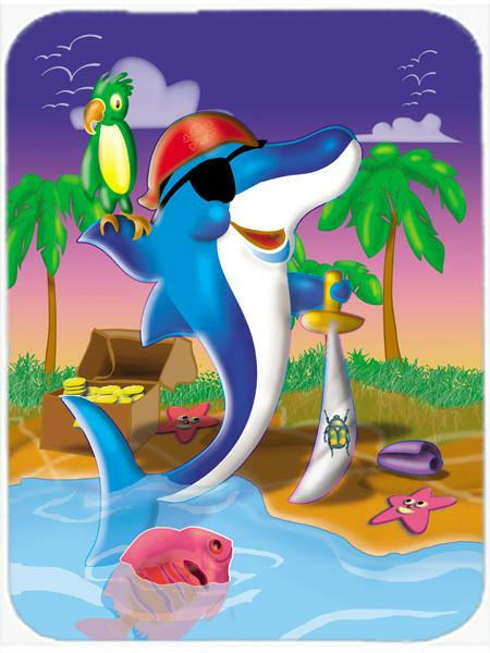 Dolphin Pirate Cutting Board Tempered Glass Kitchen Cutting Surface, Heat Resistant Chopping, Non-Slip Feet, Food Prep & Serving