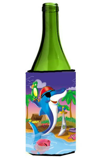Dolphin Pirate Wine Bottle Hugger Gift Sleeve for Standard 750 ml Bottles, Insulated Reusable Also Fits Mini Shot & Pint Bottles