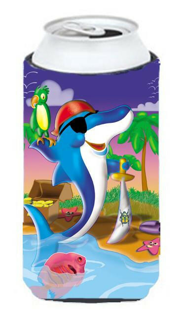 Dolphin Pirate Tall Boy Hugger Can Cooler Sleeve Machine Washable Drink Collapsible Insulator Beverage Insulated Holder