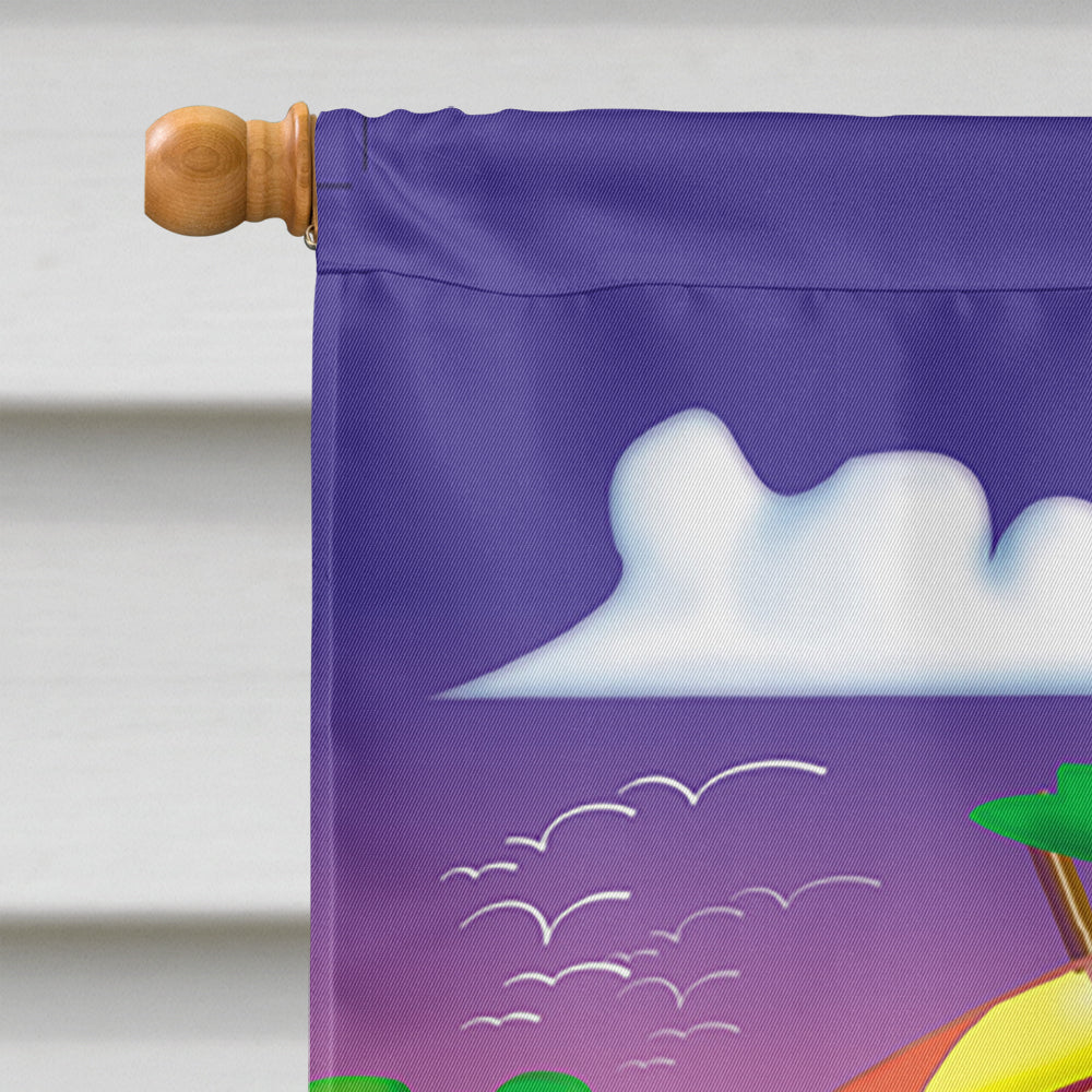 Dolphin Sunning on the Beach House Flag 28x40 Porch Sleeve Pole Decorative Outside Yard Banner Artwork Wall Hanging, Polyester