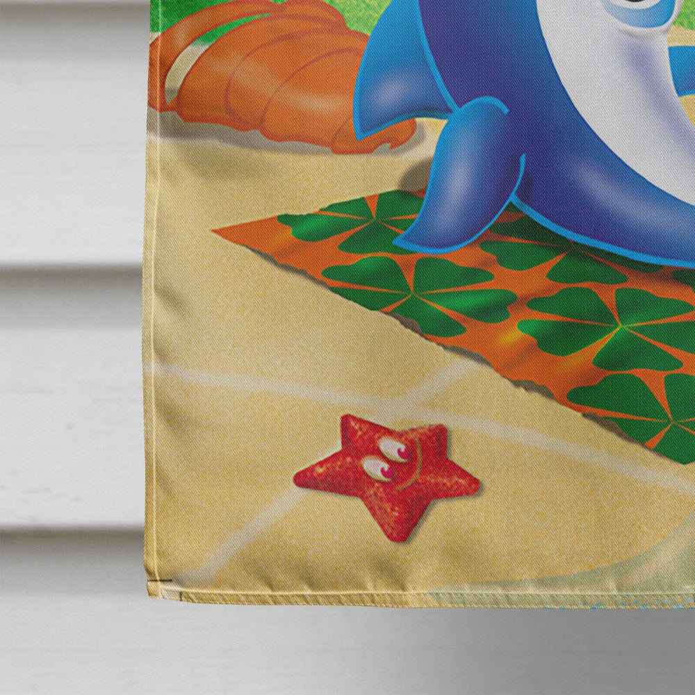 Dolphin Sunning on the Beach House Flag 28x40 Porch Sleeve Pole Decorative Outside Yard Banner Artwork Wall Hanging, Polyester