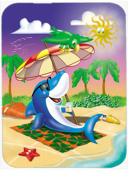 Dolphin Sunning on the Beach Mouse Pad, Heat Resistant Trivet Hot Pad , Non Slip Rubber Desk Mat, Kitchen Counter Protector, Home Office Decor Gift