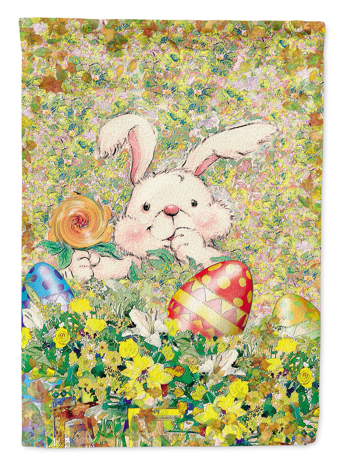 Easter Bunny and Eggs House Flag 28x40 Porch Sleeve Pole Decorative Outside Yard Banner Artwork Wall Hanging, Polyester
