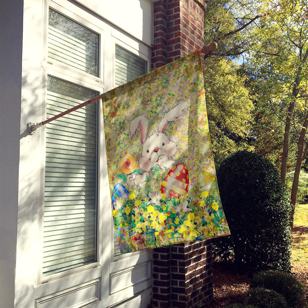 Easter Bunny and Eggs House Flag 28x40 Porch Sleeve Pole Decorative Outside Yard Banner Artwork Wall Hanging, Polyester
