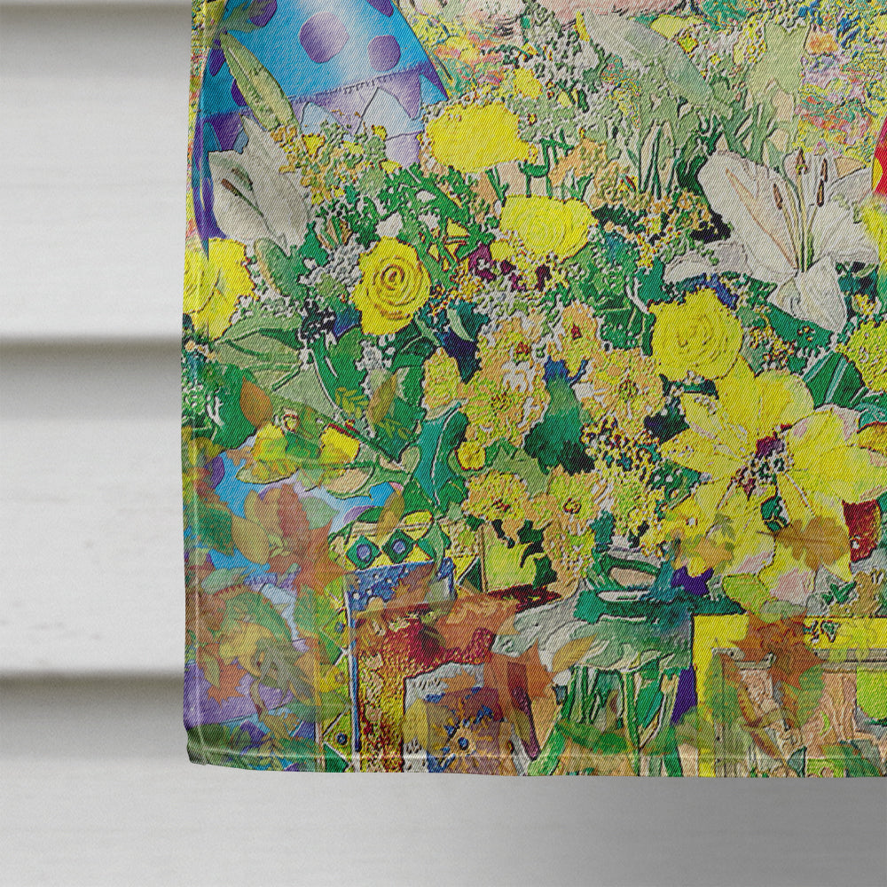 Easter Bunny and Eggs House Flag 28x40 Porch Sleeve Pole Decorative Outside Yard Banner Artwork Wall Hanging, Polyester