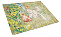Easter Bunny and Eggs Cutting Board Tempered Glass Kitchen Cutting Surface, Heat Resistant Chopping, Non-Slip Feet, Food Prep & Serving