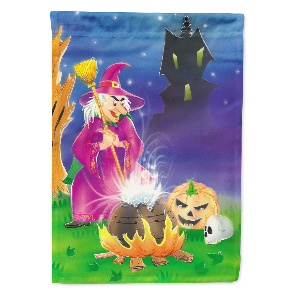Witch and her Castle House Flag 28x40 Porch Sleeve Pole Decorative Outside Yard Banner Artwork Wall Hanging, Polyester