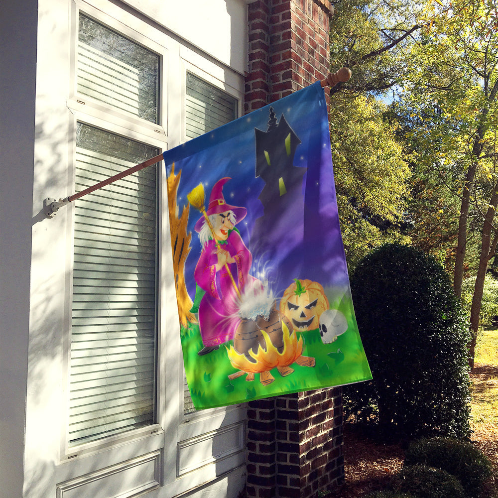 Witch and her Castle House Flag 28x40 Porch Sleeve Pole Decorative Outside Yard Banner Artwork Wall Hanging, Polyester