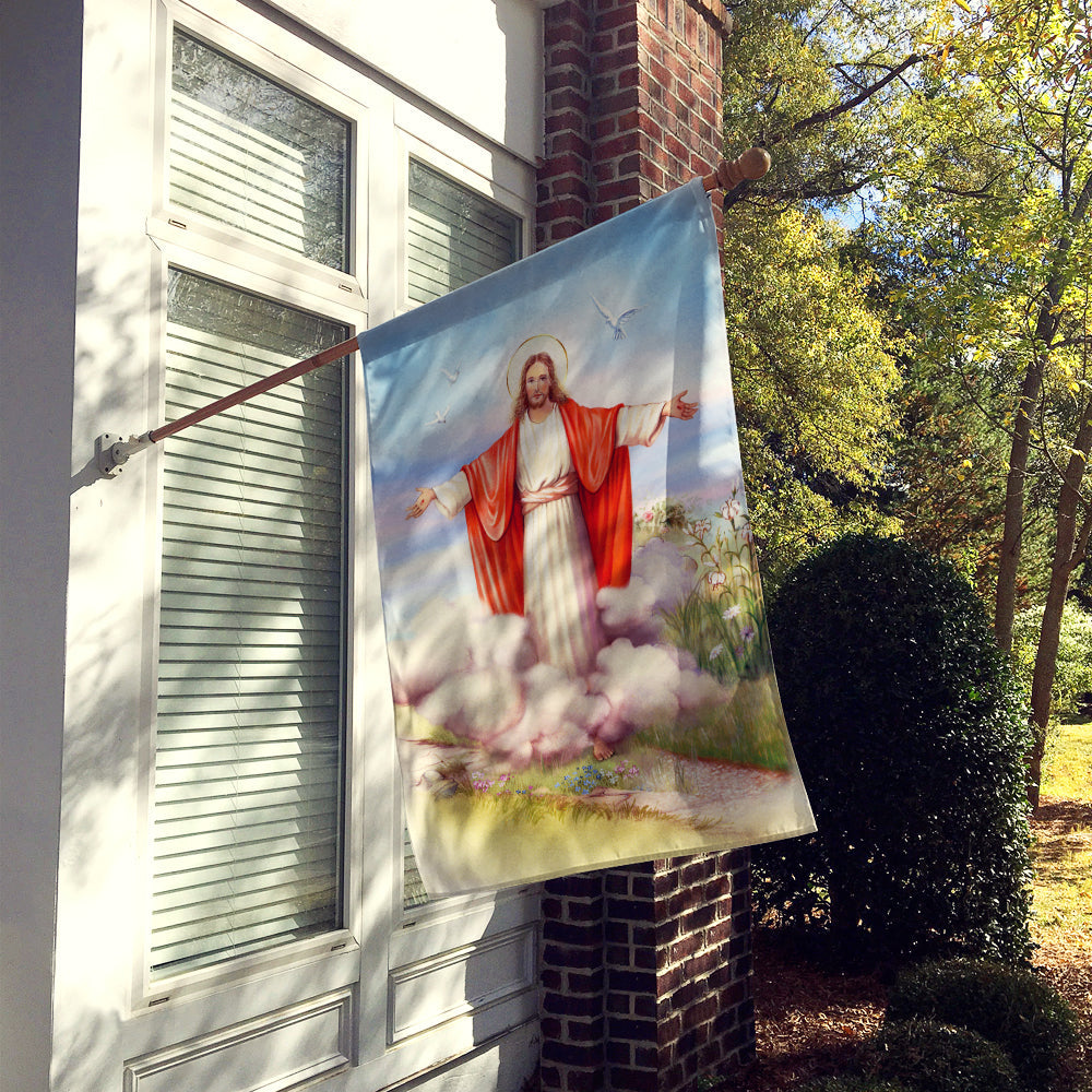 Easter Jesus is Risen House Flag 28x40 Porch Sleeve Pole Decorative Outside Yard Banner Artwork Wall Hanging, Polyester