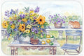 Patio Bouquet of Flowers Cutting Board Tempered Glass Kitchen Cutting Surface, Heat Resistant Chopping, Non-Slip Feet, Food Prep & Serving