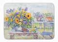 Patio Bouquet of Flowers Memory Foam Kitchen Mat Machine Washable Anti-Fatigue Cushion Comfort Bath or Kitchen Rug
