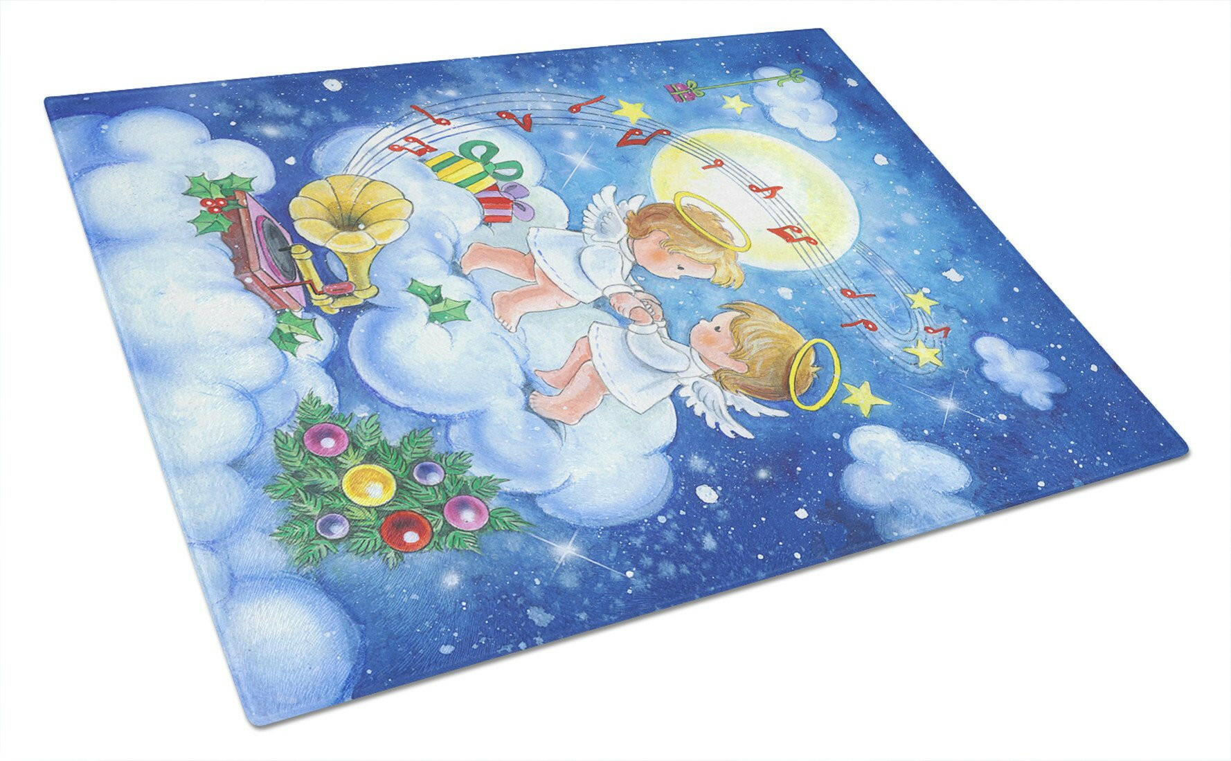 Angels Making Music Together Cutting Board Tempered Glass Kitchen Cutting Surface, Heat Resistant Chopping, Non-Slip Feet, Food Prep & Serving