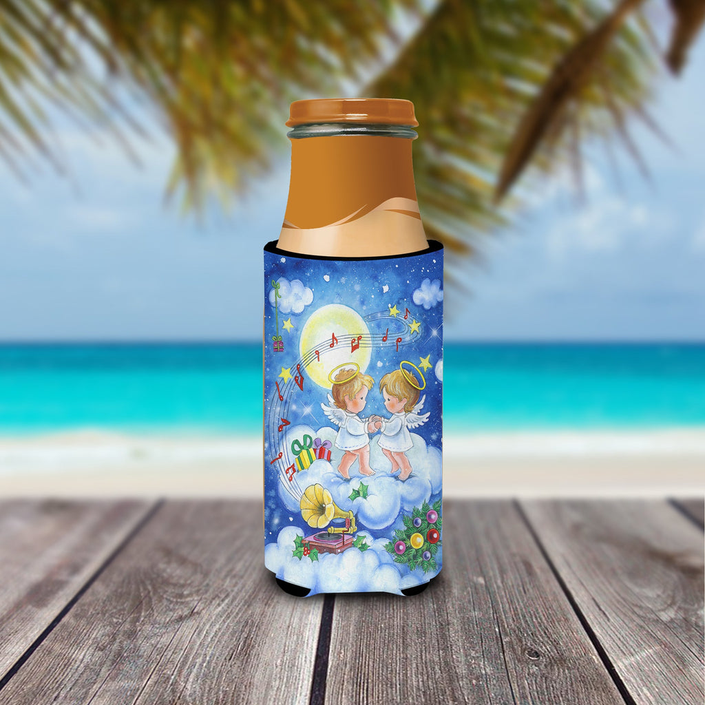 Angels Making Music Together Slim Can Hugger , Insulated Foam Hugger for 12 oz Slim Cans, Beer Bottles & Water Bottles, Printed in USA