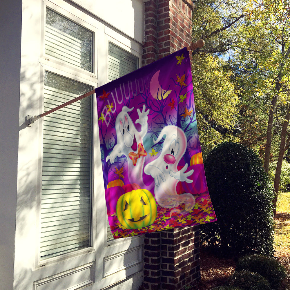 Buuu Ghosts Halloween House Flag 28x40 Porch Sleeve Pole Decorative Outside Yard Banner Artwork Wall Hanging, Polyester