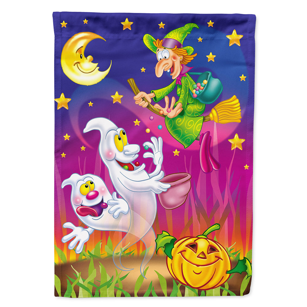 Witch and Ghosts Halloween House Flag 28x40 Porch Sleeve Pole Decorative Outside Yard Banner Artwork Wall Hanging, Polyester
