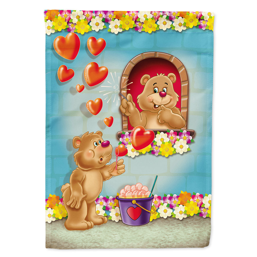 Teddy Bear Romeo and Juliet Love House Flag 28x40 Porch Sleeve Pole Decorative Outside Yard Banner Artwork Wall Hanging, Polyester