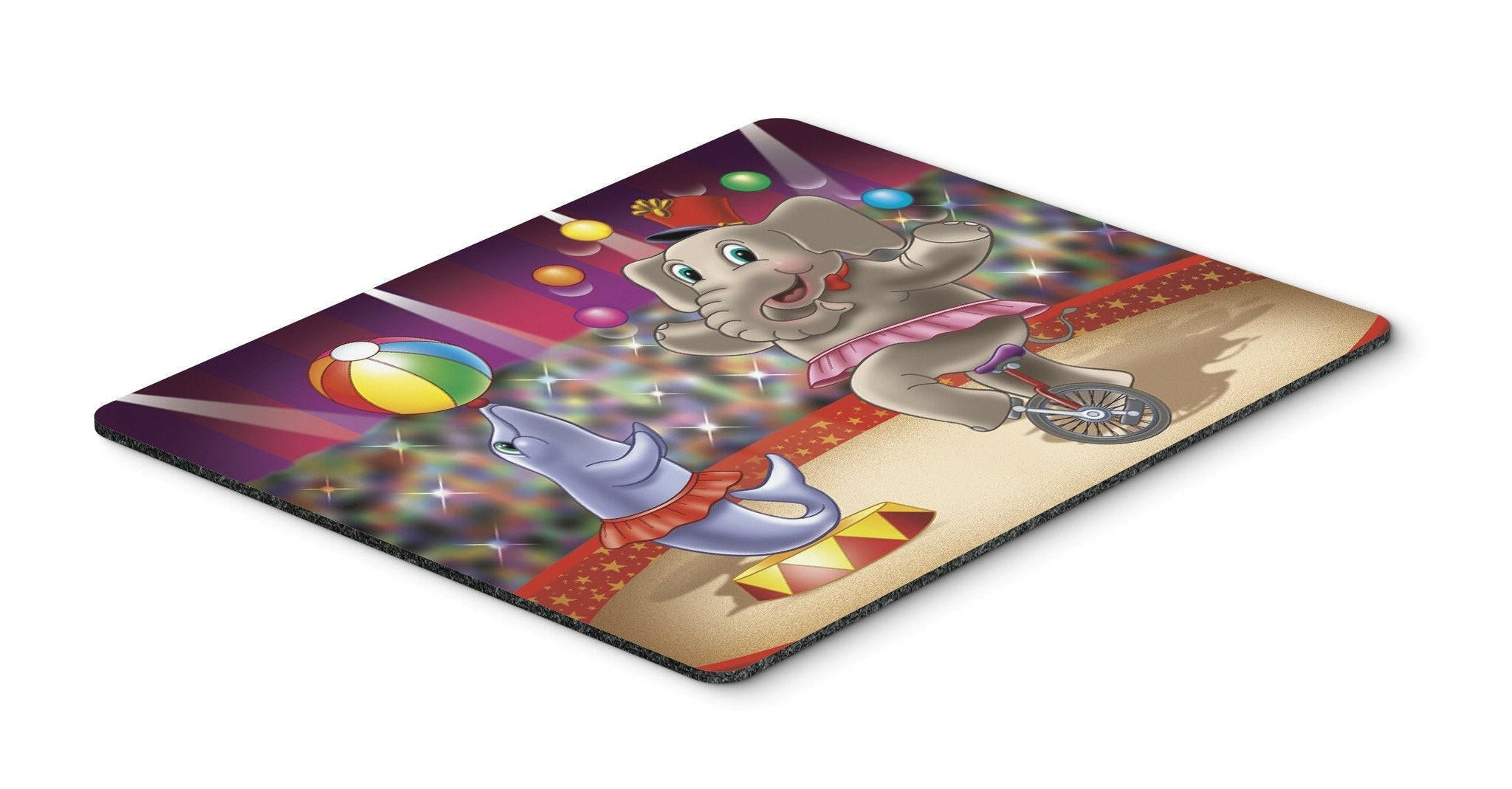 Circus Elephand and Dolphin Mouse Pad, Heat Resistant Trivet Hot Pad , Non Slip Rubber Desk Mat, Kitchen Counter Protector, Home Office Decor Gift
