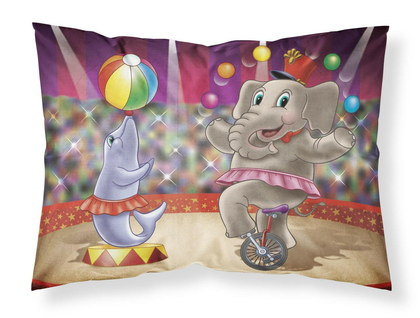 Circus Elephand and Dolphin Standard Pillowcase Lightweight Super Soft Easy Care Decorative Artwork Pillowcase, Standard