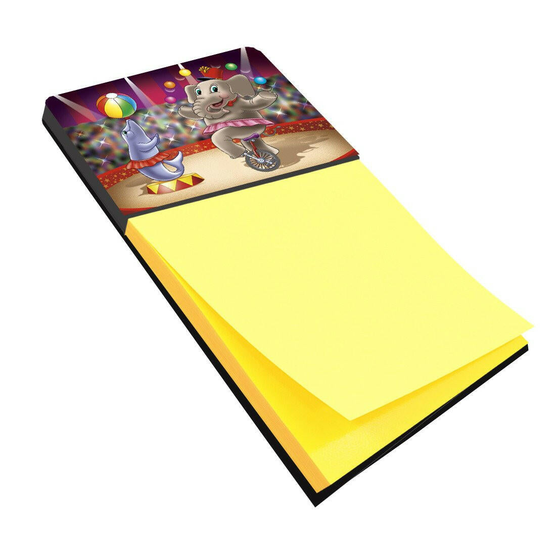 Circus Elephand and Dolphin Watercolor Sticky Note Holder Refillable Dispenser Desk Accessory 3x3 Pad Gift