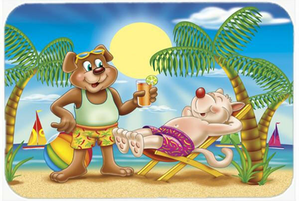 Bears Relaxing at the Beach Cutting Board Tempered Glass Kitchen Cutting Surface, Heat Resistant Chopping, Non-Slip Feet, Food Prep & Serving