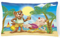 Bears Relaxing at the Beach Decorative Throw Pillow 12x16 Indoor Outdoor Accent Cushion, Fabric Cover with Insert for Sofa, Bed, Porch & Living Room