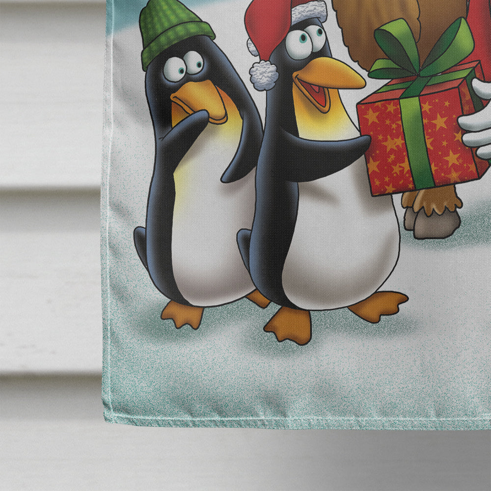 Santa Claus Christmas with the penguins House Flag 28x40 Porch Sleeve Pole Decorative Outside Yard Banner Artwork Wall Hanging, Polyester