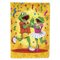 Frog Swing Dancing House Flag 28x40 Porch Sleeve Pole Decorative Outside Yard Banner Artwork Wall Hanging, Polyester