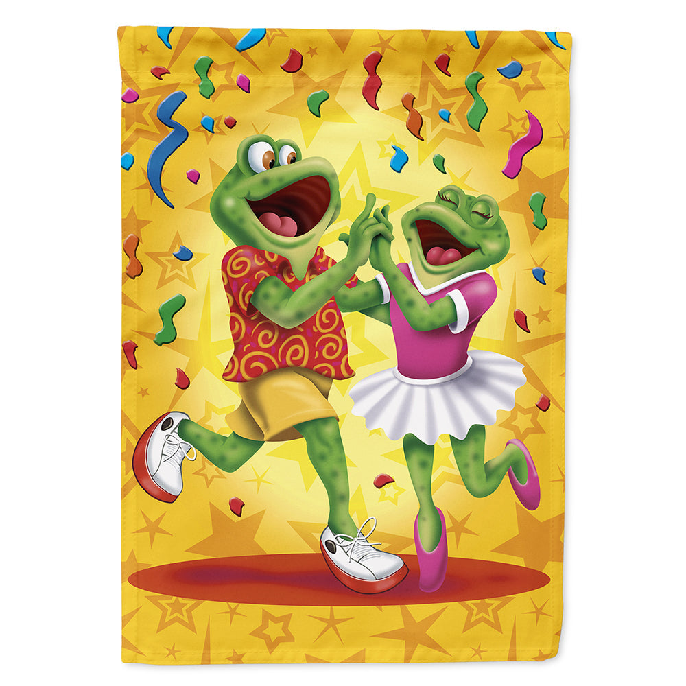 Frog Swing Dancing House Flag 28x40 Porch Sleeve Pole Decorative Outside Yard Banner Artwork Wall Hanging, Polyester