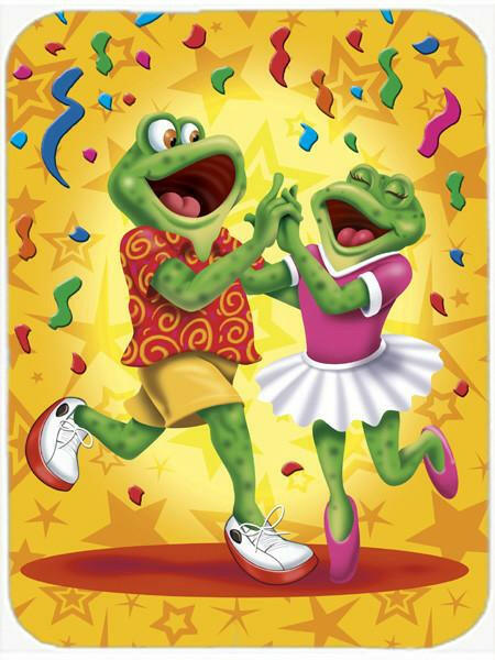 Frog Swing Dancing Cutting Board Tempered Glass Kitchen Cutting Surface, Heat Resistant Chopping, Non-Slip Feet, Food Prep & Serving