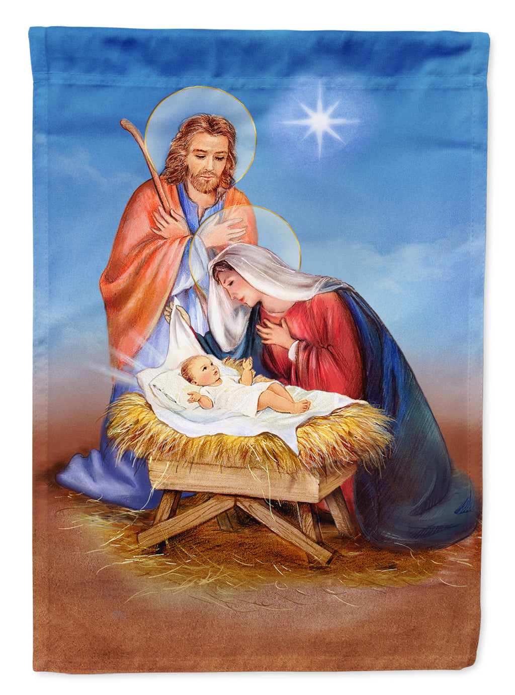 Christmas Nativity House Flag 28x40 Porch Sleeve Pole Decorative Outside Yard Banner Artwork Wall Hanging, Polyester