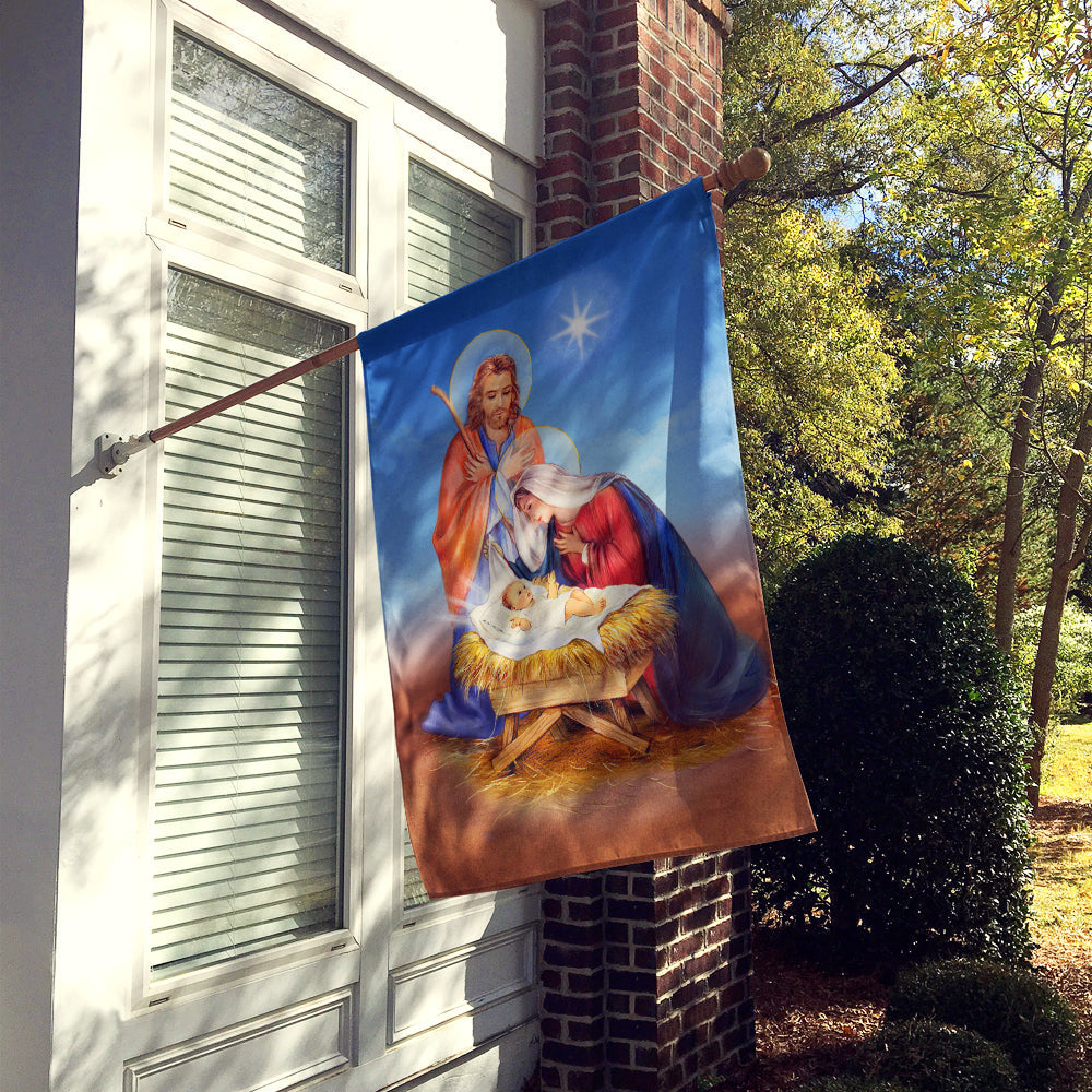 Christmas Nativity House Flag 28x40 Porch Sleeve Pole Decorative Outside Yard Banner Artwork Wall Hanging, Polyester