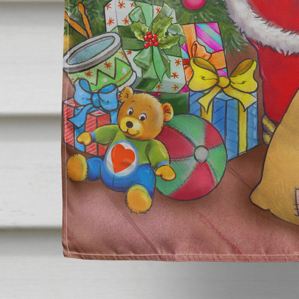 Christmas Santa and His Toys House Flag 28x40 Porch Sleeve Pole Decorative Outside Yard Banner Artwork Wall Hanging, Polyester