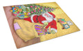 Christmas Santa and His Toys Cutting Board Tempered Glass Kitchen Cutting Surface, Heat Resistant Chopping, Non-Slip Feet, Food Prep & Serving